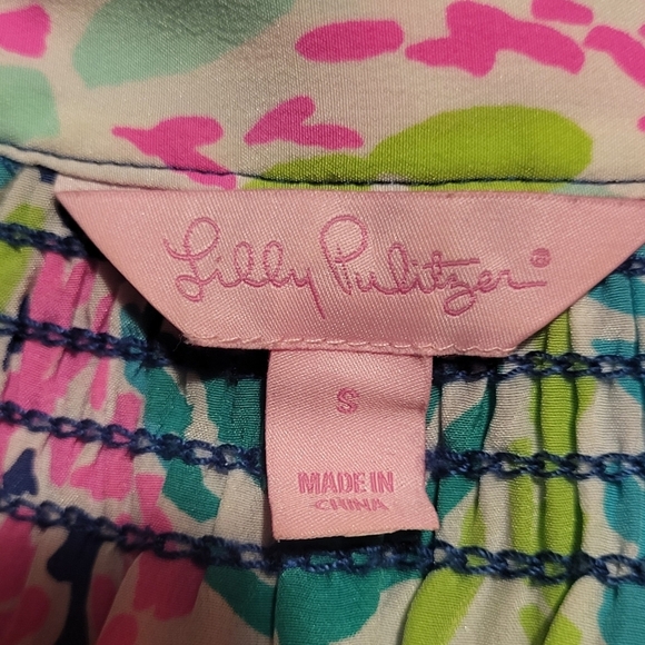 Lilly Pulitzer Elsa Silk Colorful V Neck Long Sleeve Top Size Small - Picture 4 of 7